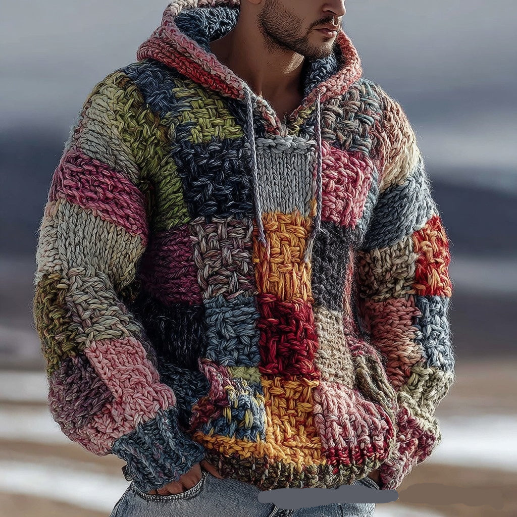 Loose-fitting Plus-size 3D-printed Hooded Sweatshirt Top