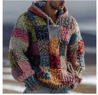 Loose-fitting Plus-size 3D-printed Hooded Sweatshirt Top