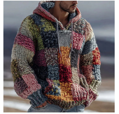 Loose-fitting Plus-size 3D-printed Hooded Sweatshirt Top