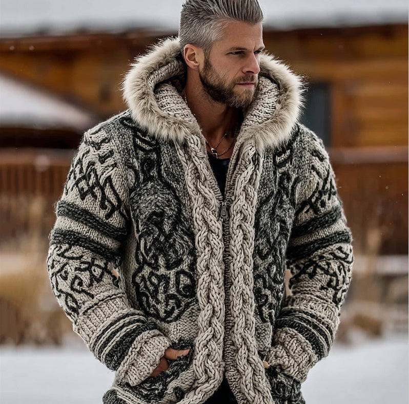 Mens Viking-style Zippered Double-pocket Jacket