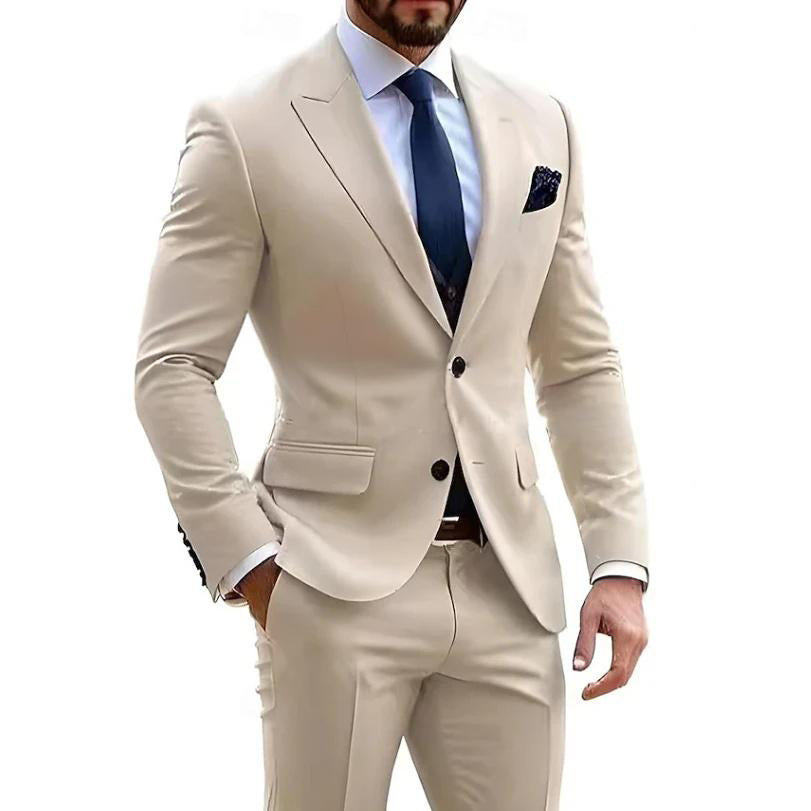 Mens Formal Business-Casual Slim-Fit Two-Piece Suit For Meetings