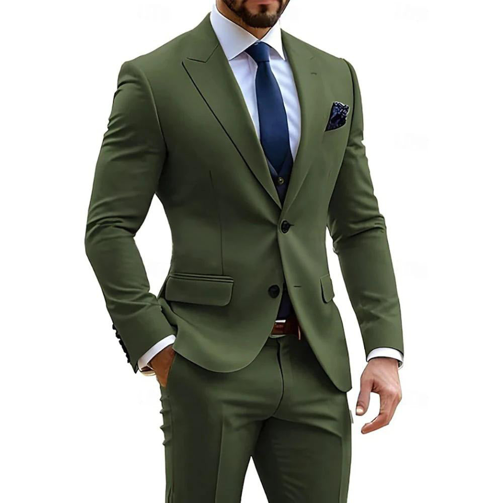 Mens Formal Business-Casual Slim-Fit Two-Piece Suit For Meetings